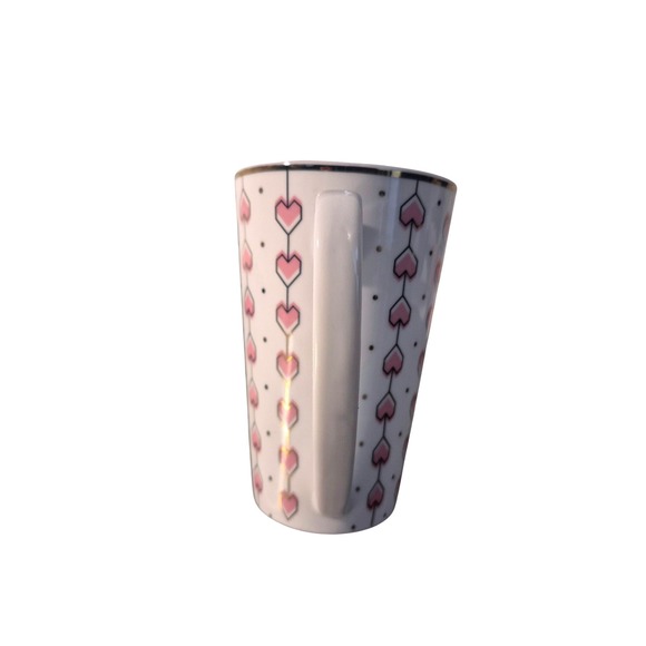 Me to We Mug White Pink Heart Pattern Tall Latte Cup We Change the World - Picture 2 of 7